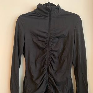 Ruched Black Victoria's Secret Workout Zip Jacket